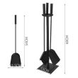 Juego de accesorios para chimenea, soporte de 3 piezas, acero, negro, 54 cm