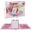 Set pittura e disegno per bambini, kit in plastica, rosa, 208 pezzi, 41x5x31 cm