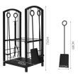 Set supporto legna per camino, 2 livelli, con 4 accessori 60 cm, acciaio, 40x30x73 cm