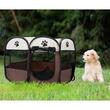 Pet playpen, Artool, textile, foldable, removable roof, brown and beige, 74x74x43 cm