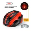 Casco protettivo da ciclismo da strada e MTB con visiera magnetica removibile, spia led con ricarica usb, aerodinamico, ultraleggero, canali di ventilazione, sistema di regolazione, taglia L (57-62 cm), EPS+PC, West Biking, rosso