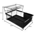 Dish dryer, drainer, kitchen, 2 levels, metal and plastic, black, 43x29x27 cm, Ruhhy