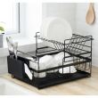 Dish dryer, drainer, kitchen, 2 levels, metal and plastic, black, 43x29x27 cm, Ruhhy