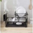 Dish dryer, drainer, kitchen, 2 levels, metal and plastic, black, 43x29x27 cm, Ruhhy