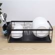Dish dryer, drainer, kitchen, 2 levels, metal and plastic, black, 43x29x27 cm, Ruhhy