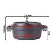 Pentola in alluminio con coperchio, nera, 2,2 L, 20 cm, Verk Group