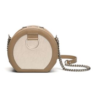 Urban Vanilla, Borsa a tracolla in pelle con tracolla a catena MACCA, Beige