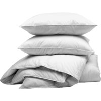 Pacchetto cuscino e trapunta HappyNest 2 cuscini morbidi 50/70, 100% piumino più 1 trapunta estiva 200/220, 100% piumino