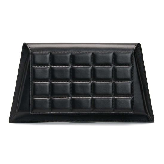 Urban Vanilla, Busta in pelle con coperchio trapuntato CIOCO, Nero