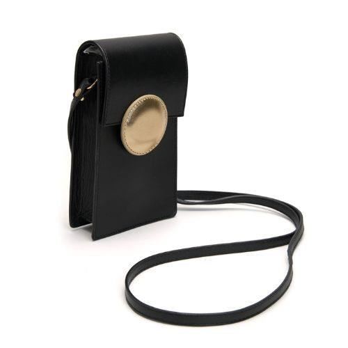 Urban Vanilla, Mini borsa a tracolla in pelle con cinturino Mini DOT, Nero