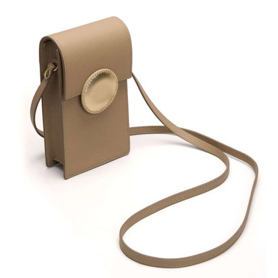 Urban Vanilla, Mini sac à bandoulière en cuir avec bandoulière Mini DOT, Beige