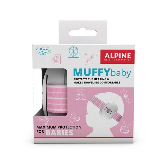 Casque anti-bruit pour bébés, offre une protection auditive, SNR 23, rose, ALPINE Muffy Baby Pink ALP24951