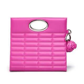 Urban Vanilla, Borsa in pelle con manico e rifiniture cucite KELLY Pink, Pink