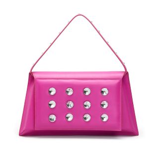Urban Vanilla, Busta in pelle con coperchio con 12 cristalli grandi e manico con piccoli cristalli CIOCO SPARKLE, Rosa