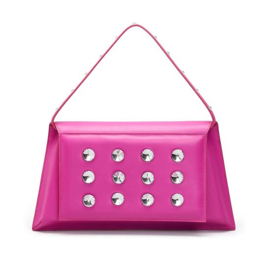 Urban Vanilla, Busta in pelle con coperchio con 12 cristalli grandi e manico con piccoli cristalli CIOCO SPARKLE, Rosa