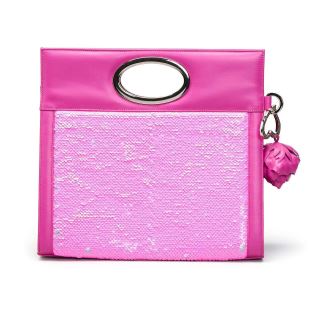 Urban Vanilla, Borsa in pelle con manico e paillettes KELLY Pink SPARKLE, Pink