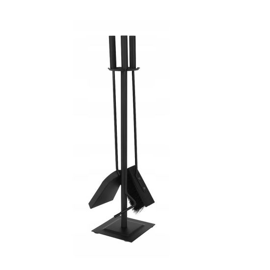 Juego de accesorios para chimenea, soporte de 3 piezas, acero, negro, 54 cm