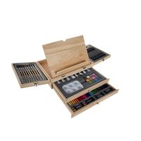 Set pittura e disegno, kit in legno, 83 pezzi, 26,5x11x35 cm, Kruzzel