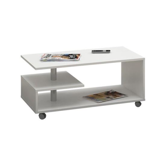 Tavolino, piano laminato, su ruote, bianco, 90x51x40 cm, Vini
