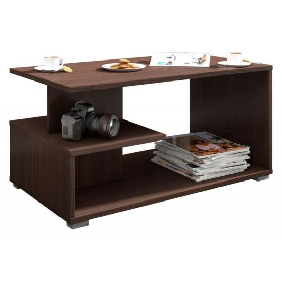 Mesa de centro, tablero laminado, wengué, 90x51x45 cm