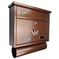 Cassetta postale, Damech, con spazio per giornali, marrone, formato C4, 39x12x41 cm