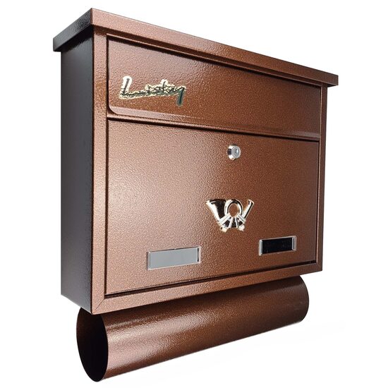 Cassetta postale, Damech, con spazio per giornali, marrone, formato C4, 39x12x41 cm
