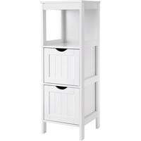 Mobile da bagno, Vasagle, pannello MDF, 1 ripiano, 2 cassetti, bianco, 30x30x89 cm