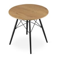 Tavolo in stile scandinavo, Artool, rotondo, MDF e legno, naturale, 80x75 cm