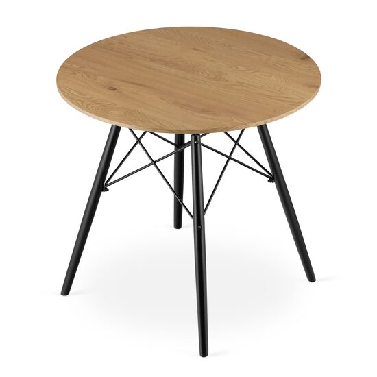 Tavolo in stile scandinavo, Artool, rotondo, MDF e legno, naturale, 80x75 cm