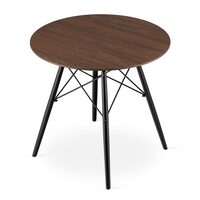 Scandinavian style table, Artool, round, MDF and wood, rustic brown, 80x75 cm