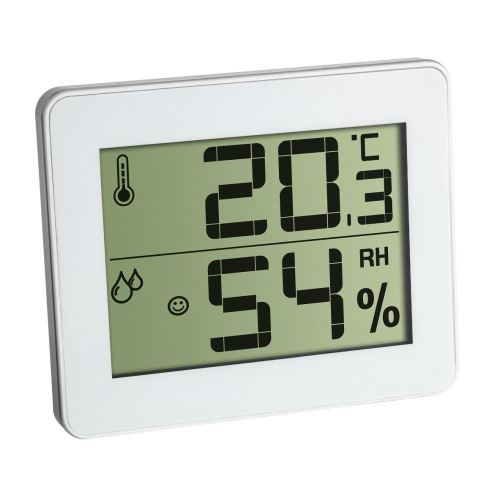 Thermomètre et hygromètre d'ambiance numérique extra-plat blanc TFA 30.5027.02