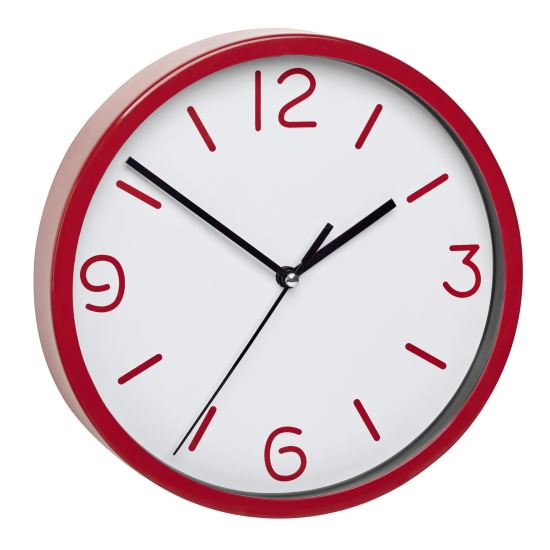 Orologio da parete analogico silenzioso, con coperchio in vetro, numeri grandi, rosso, TFA 60.3033.05
