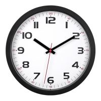 Orologio da parete analogico silenzioso, con copertura in vetro, numeri grandi, nero, TFA 60.3050.01