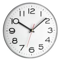 Orologio da parete analogico, bianco con argento, numeri grandi, TFA 60.3017