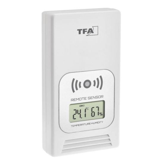 Transmisor inalámbrico digital de temperatura y humedad, pantalla LCD, blanco, TFA 30.3241.02