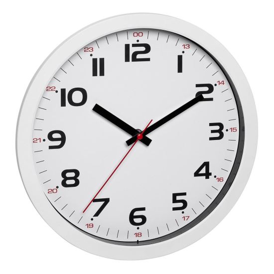 Orologio da parete analogico silenzioso, con copertura in vetro, numeri grandi, bianco, TFA 60.3050.02