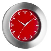 Orologio da parete analogico, con cornice in alluminio, fondo rosso, TFA 98.1048.05