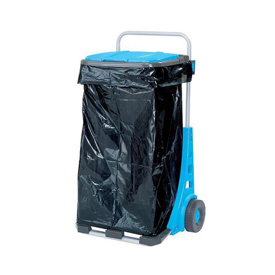 Supporto sacco immondizia con ruote per giardino, carrello trasporto navetta max 50 kg 120 l