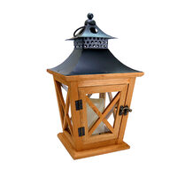 Lanterna decorativa, legno, LED, 19x19x36 cm