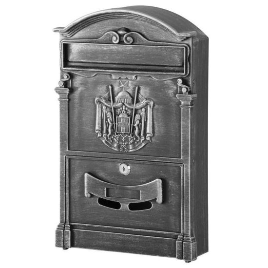 Cassetta postale, alluminio anticato, 25,5x9x41 cm