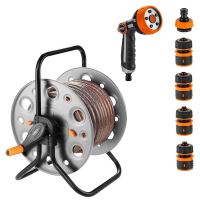 Tamburo, rullo, con tubo da giardino, antitorsione, pistola a spruzzo, accessori, 1/2&quot;, 20 m, NEO
