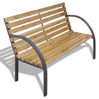 Panca da giardino, legno, struttura in metallo, 123x54x77 cm, Everild