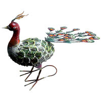 Decorazione da giardino, metallizzata, verde pavone, 23x62x43 cm