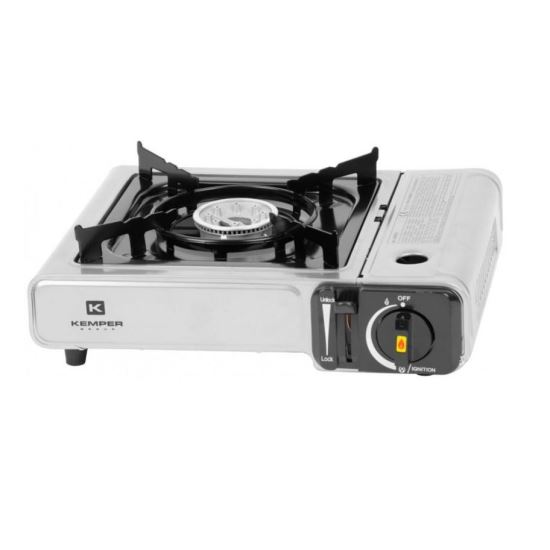 Smarter Campingkocher, tragbar, 2,06 kW, ein Brenner, piezoelektrische Zündung, 36x31x9 cm, Kemper