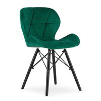 Sedia in stile scandinavo, Artool, Lago Velvet, velluto, legno, verde e nero, 47x52x73,5 cm
