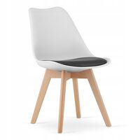 Sedia in stile scandinavo, Artool, Mark, PP, legno, bianco, cuscino nero, 49x43x82 cm