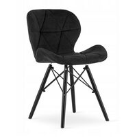 Sedia in stile scandinavo, Artool, Lago Velvet, velluto, legno, nero, 47x36x73,5 cm