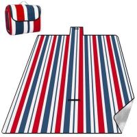 Coperta da picnic, fantasia a righe, rosso, bianco, blu, 200x220 cm