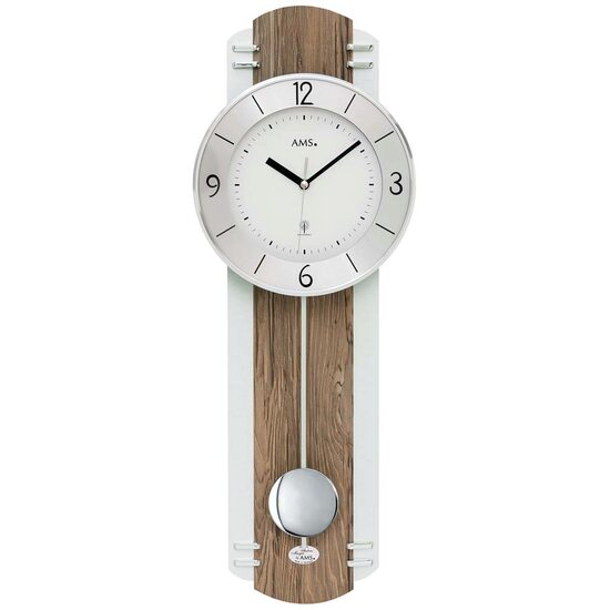 Wandklok AMS 5292, Quartz, Wit, Analoog, Modern