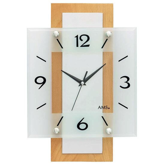 Wandklok AMS 5507, Quartz, Zilver, Analoog, Modern